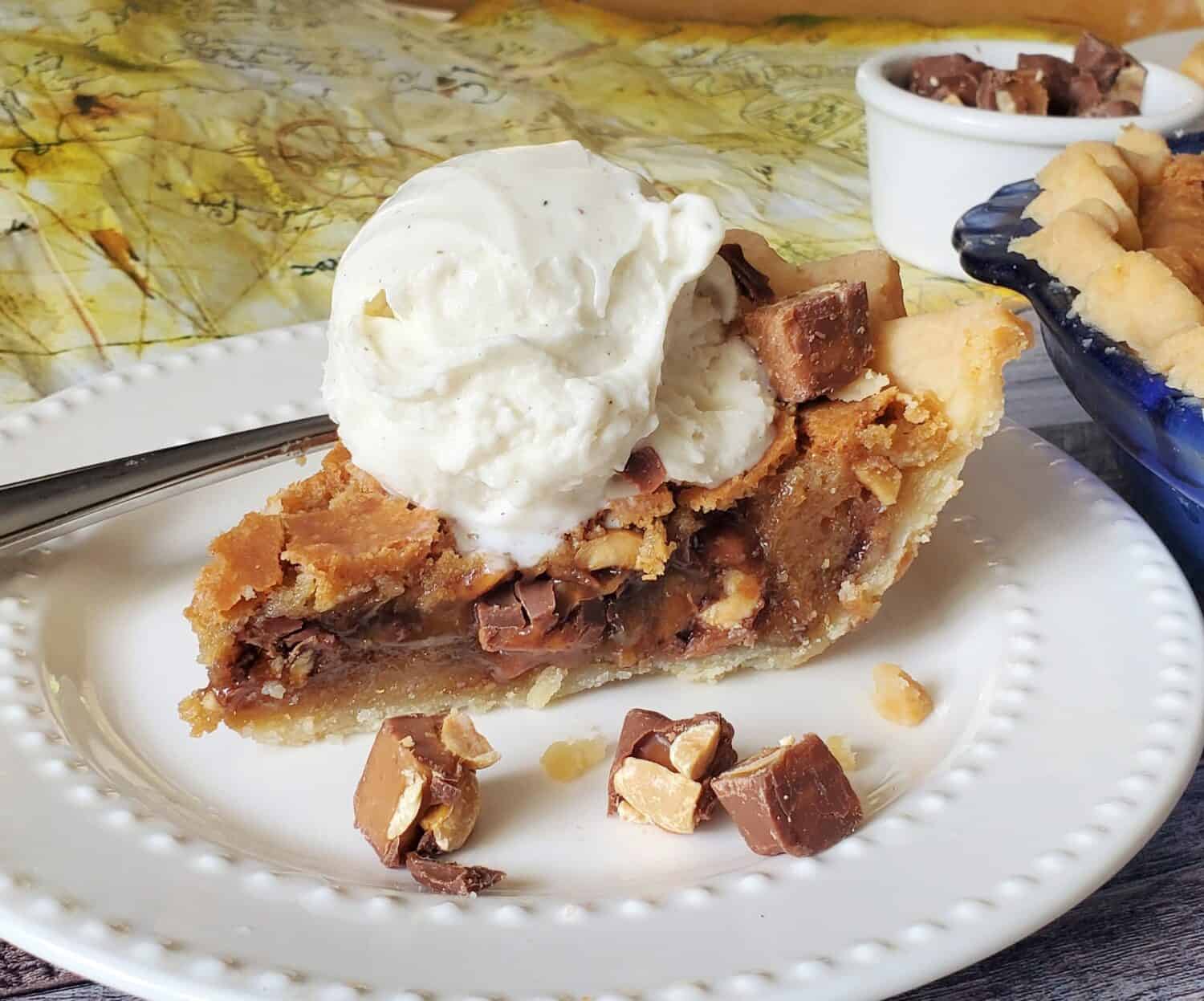 Goonies Baby Ruth Pie-Never Say Die! Gooey cookie batter pie loaded with chopped up Baby Ruth bars. Chunk & Sloth never had it so good.